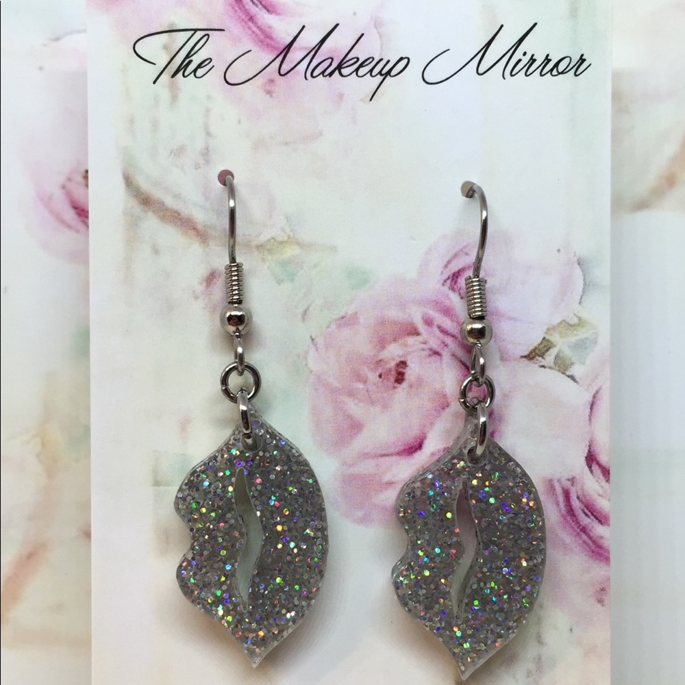 Silver Glitter Earrings NWT